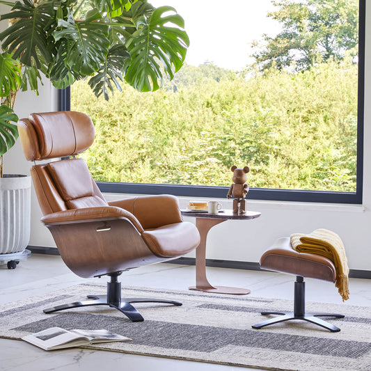 Elvin Modern Reclining Swivel Chair with Ottoman