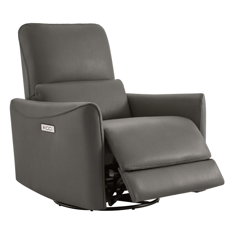 Stylish gray power swivel nursery glider recliner with smooth design - CHITA Living