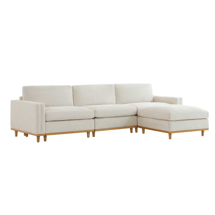 Liam 4-Piece Overstuffed Sectional Sofa with chaise in light beige fabric - CHITA Living