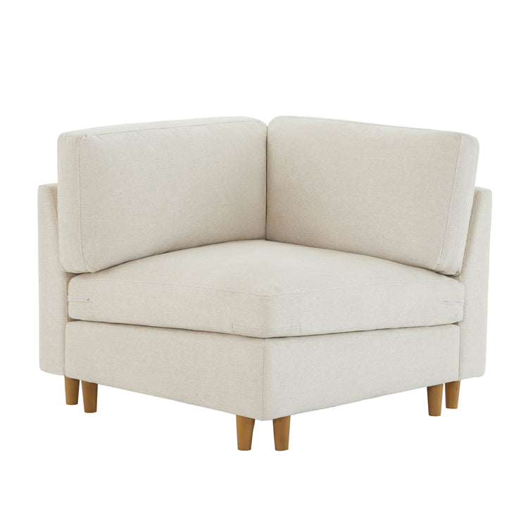 Liam Overstuffed Feather Modular Corner Seat in beige fabric - CHITA Living