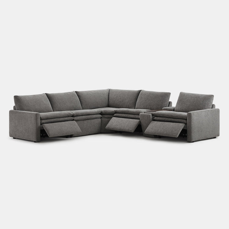 Ohana 5-seat motion modular sofa with reclining sections in soft grey for modern comfort - CHITA Living
