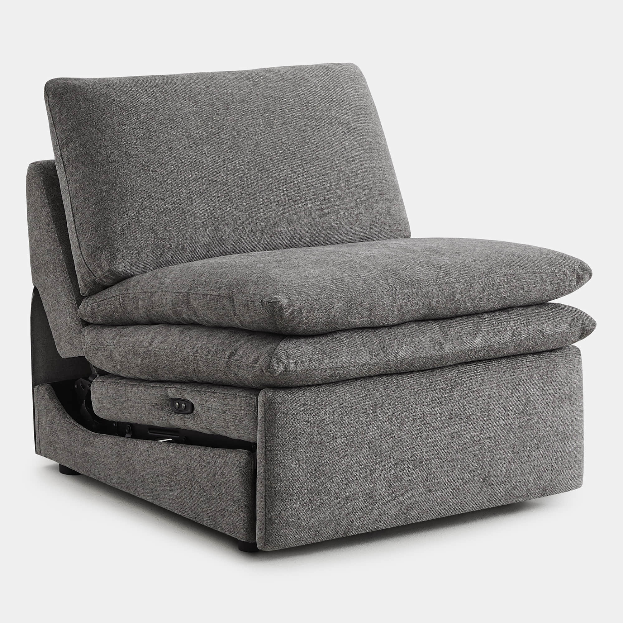 Gray armless recliner chair with plush cushions and reclining feature - CHITA Living