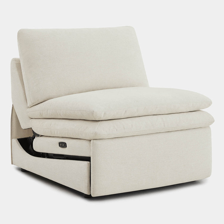 Light gray armless recliner chair with plush cushions and easy-to-use reclining mechanism - CHITA Living