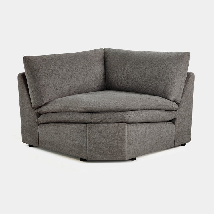 Ohana Modular Corner Seat in cozy gray fabric, ideal for contemporary lounge areas - CHITA Living
