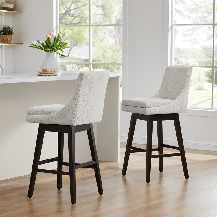 CHITA LIVING-Lissa Swivel Counter Stool 26.8'' ( Set of 2)-Counter Stools-Fabric-Ivory-