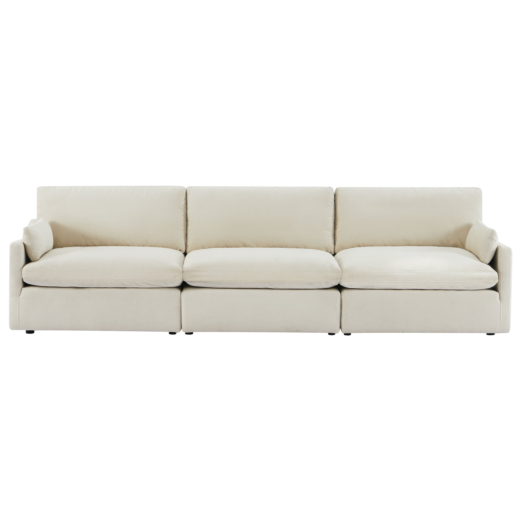 Kenna 3-seat modular sofa in beige fabric, extra deep seat and modern style