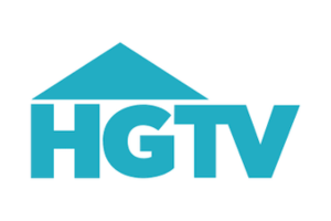 The HGTV logo in teal, featuring a house silhouette above the letters.