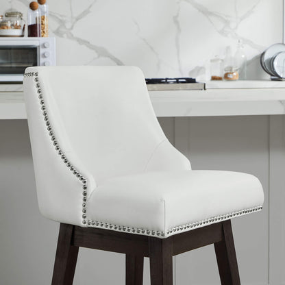Asher swivel bar stool in white upholstery with silver nailhead trim in contemporary kitchen - CHITA Living