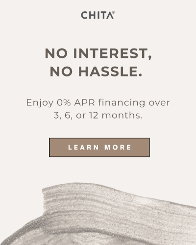 An advertisement for CHITA offers 0% APR financing over 3, 6, or 12 months with a "LEARN MORE" button.