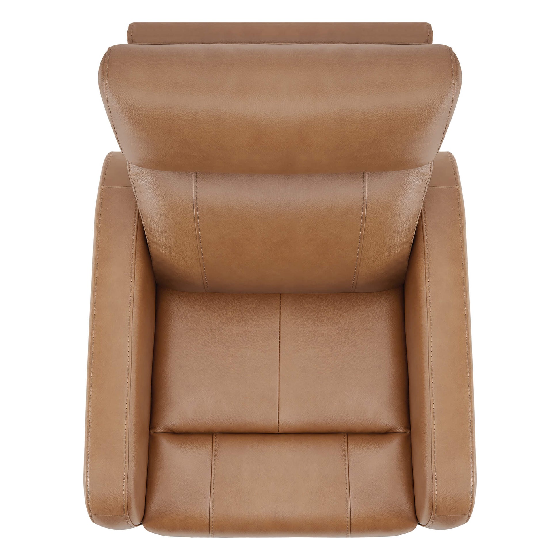 CHITA LIVING-Joy Power Swivel Recliner with Manual Headrest-Recliners-Genuine Leather-Saddle Brown-