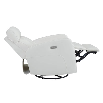 CHITA LIVING-Joy Power Swivel Recliner with Manual Headrest-Recliners-Genuine Leather-White-
