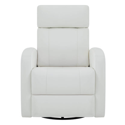 CHITA LIVING-Joy Power Swivel Recliner with Manual Headrest-Recliners-Genuine Leather-White-