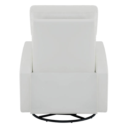 CHITA LIVING-Joy Power Swivel Recliner with Manual Headrest-Recliners-Genuine Leather-White-