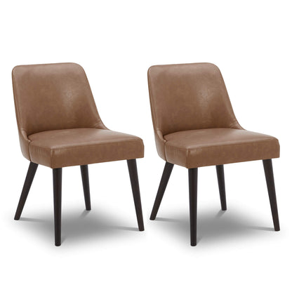 Set of 2 mid-century modern dining chairs in brown with sleek tapered legs - CHITA Living