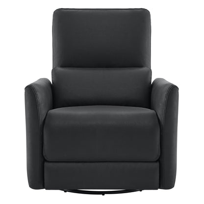 Front view of Tracee Modern Power Swivel Glider Recliner in dark grey leather - CHITA Living