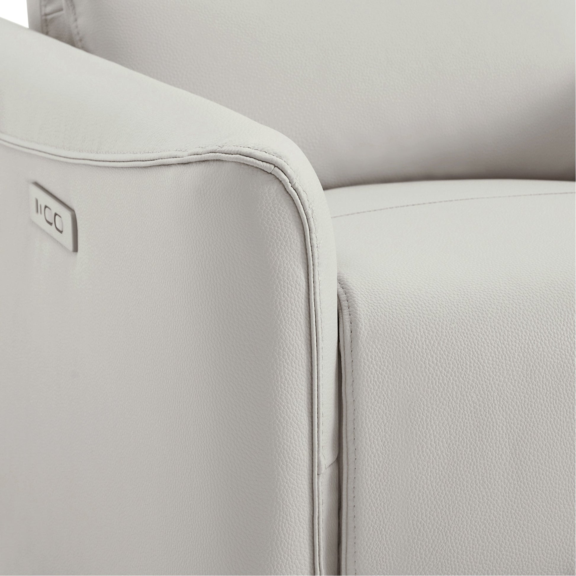 Close-up of stylish light grey Tracee Modern Power Swivel Glider Recliner armrest - CHITA Living