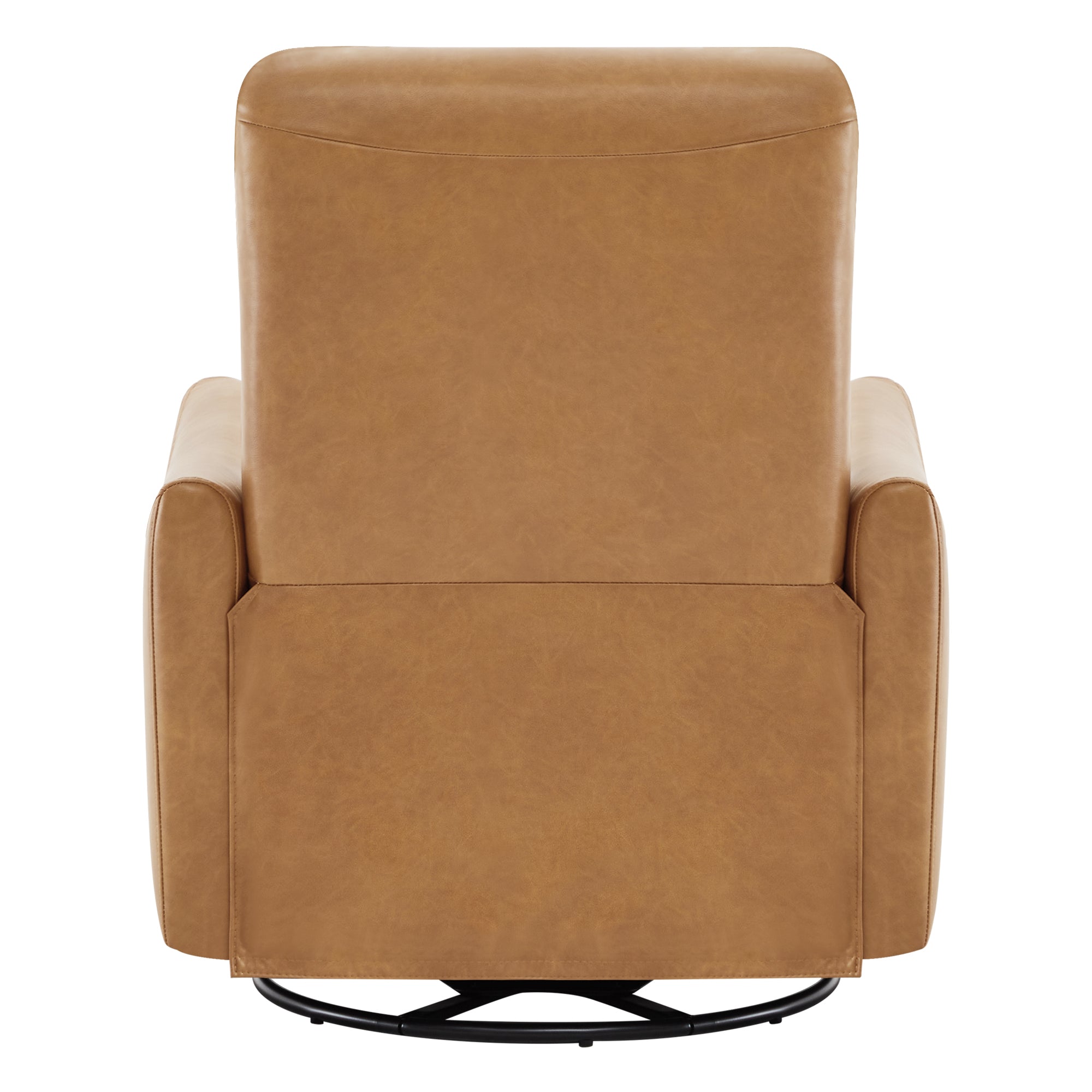Back view of Tracee Modern Power Swivel Glider Recliner in tan leather, showcasing sleek design - CHITA Living