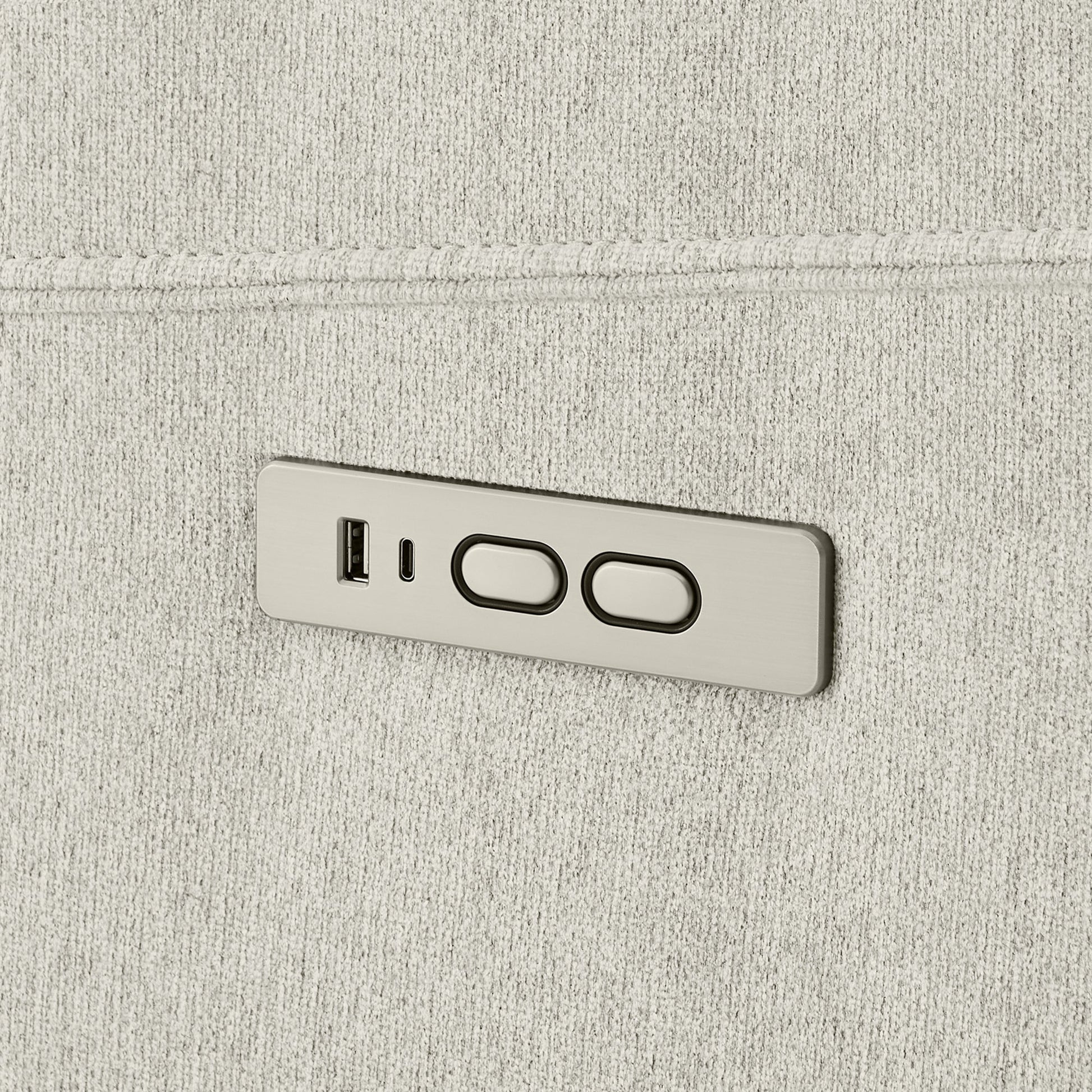 Power recline control panel and USB port on Tracee Modern Glider Recliner - CHITA Living