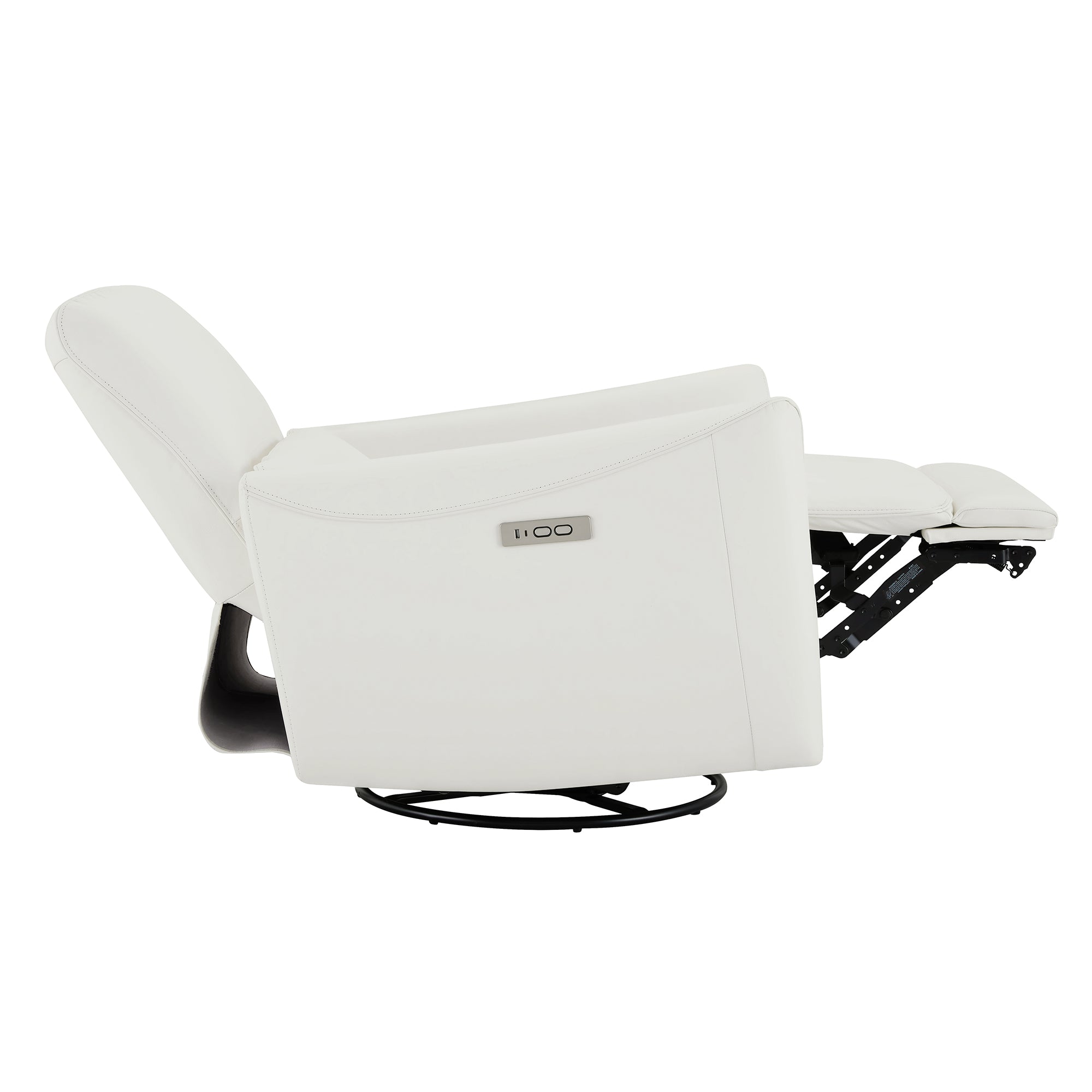 Sleek white power swivel glider recliner in a modern design, showcasing reclining feature - CHITA Living