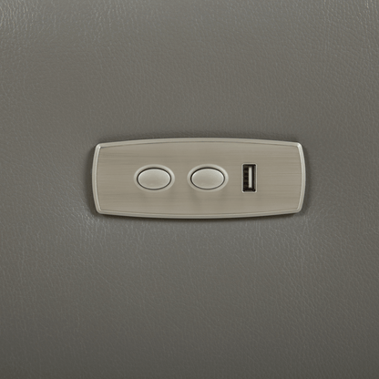 CHITA LIVING-Joy Power Swivel Recliner with Manual Headrest-Recliners-Genuine Leather-Gray-