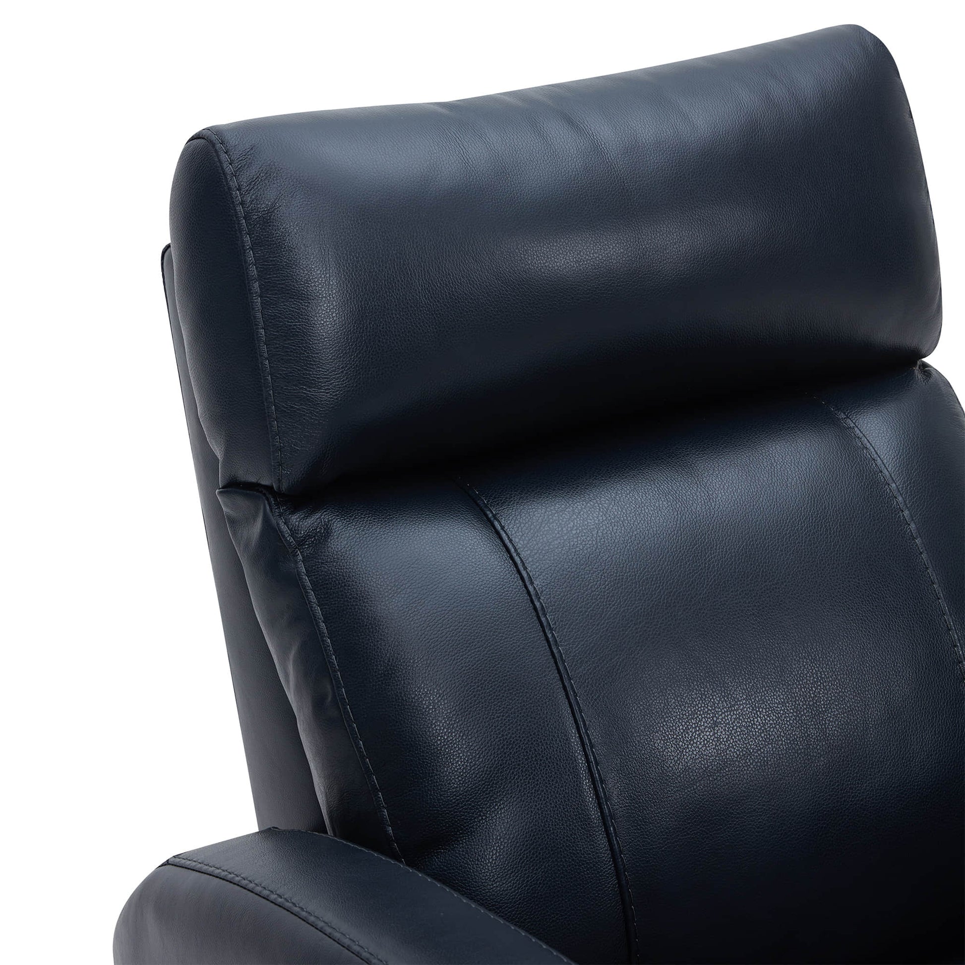 CHITA LIVING-Joy Power Swivel Recliner with Manual Headrest-Recliners-Genuine Leather-Navy-
