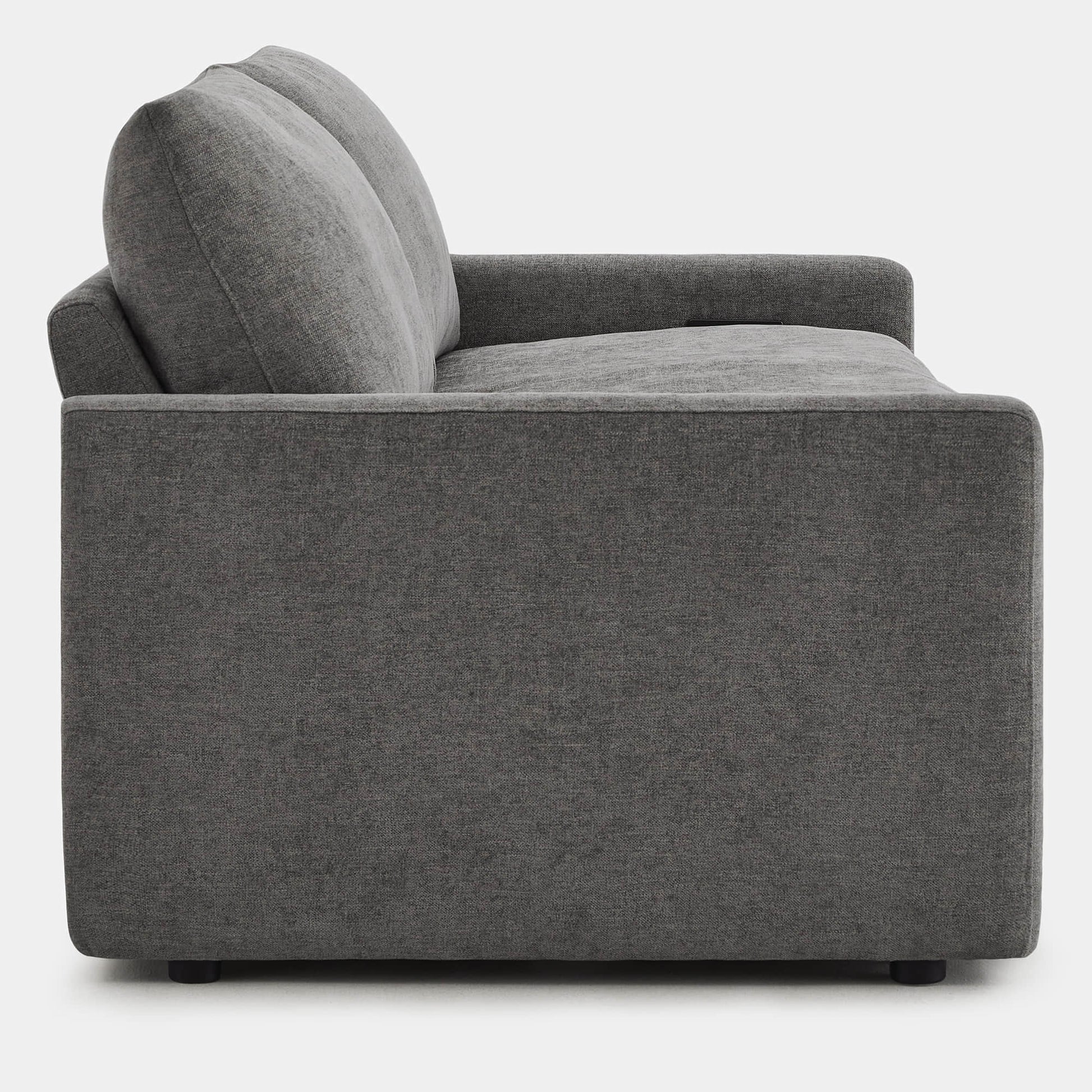 Side view of Ohana 2-Seat Motion Modular Sofa in soft gray fabric - CHITA Living