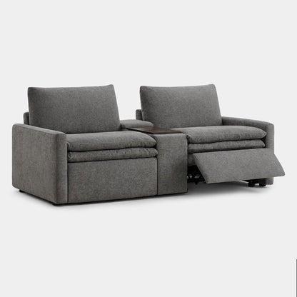 Ohana 2-Seat Motion Modular Sofa in gray fabric with recliner and central console - CHITA Living