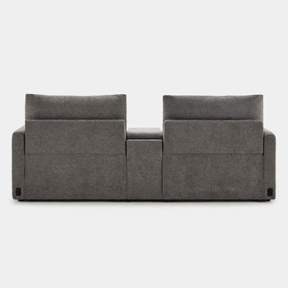 Back view of Ohana 2-Seat Motion Modular Sofa in soft gray with reclining controls - CHITA Living
