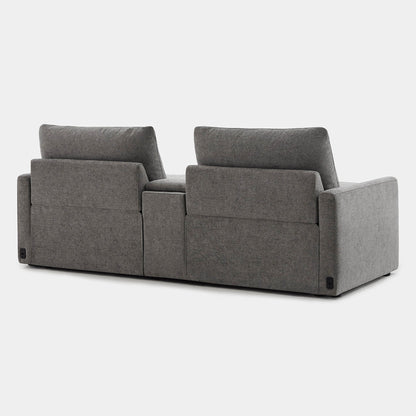 Back view of Ohana 2-Seat Motion Modular Sofa in soft gray with reclining controls - CHITA Living