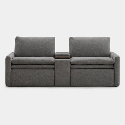 Ohana 2-Seat Motion Modular Sofa in soft gray with central console for comfort - CHITA Living