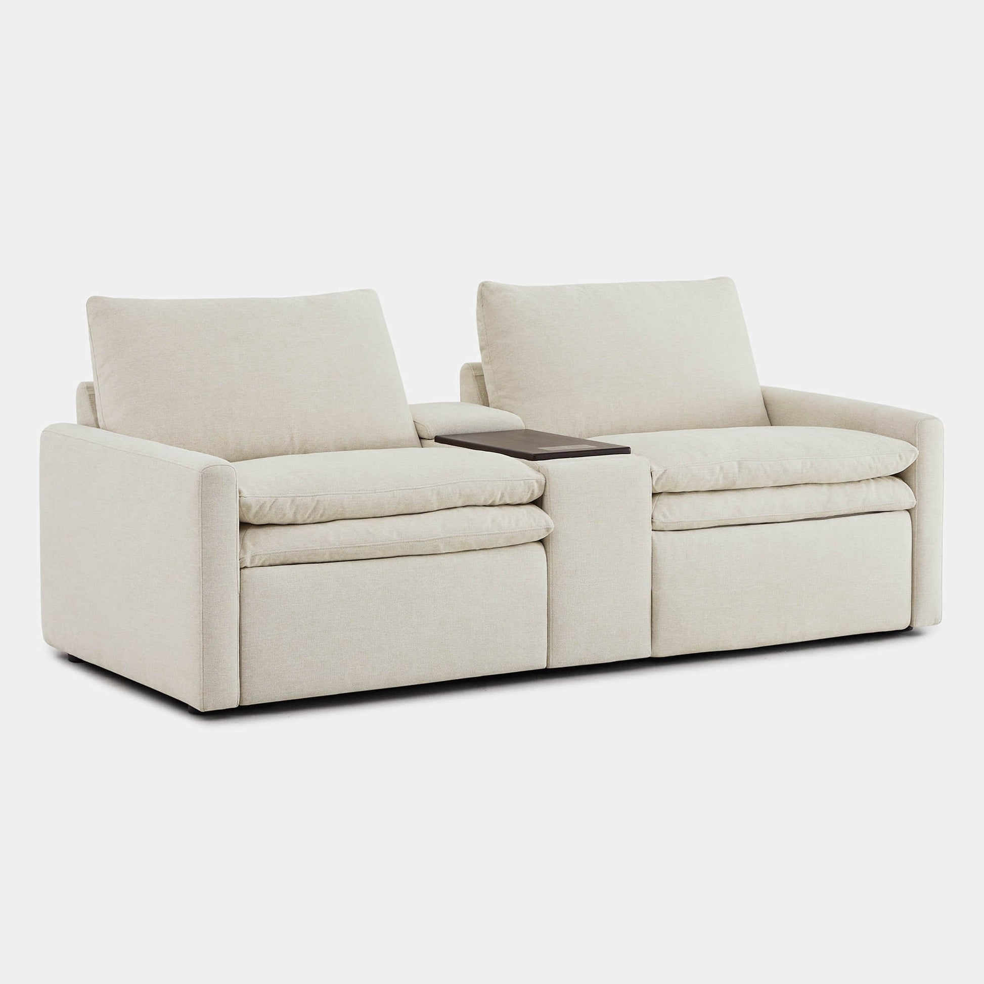 Ohana 2-Seat Motion Modular Sofa in soft beige with central console - CHITA Living