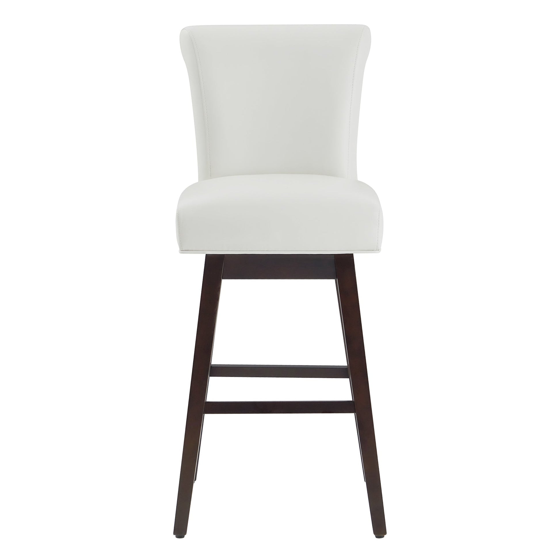 Alina modern swivel bar stool with white upholstery and high backrest - CHITA Living