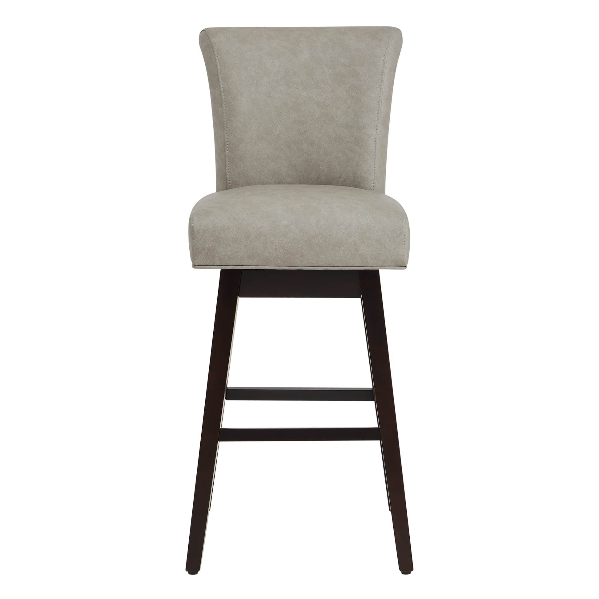 Alina modern swivel bar stool in light gray faux leather with a high backrest - CHITA Living