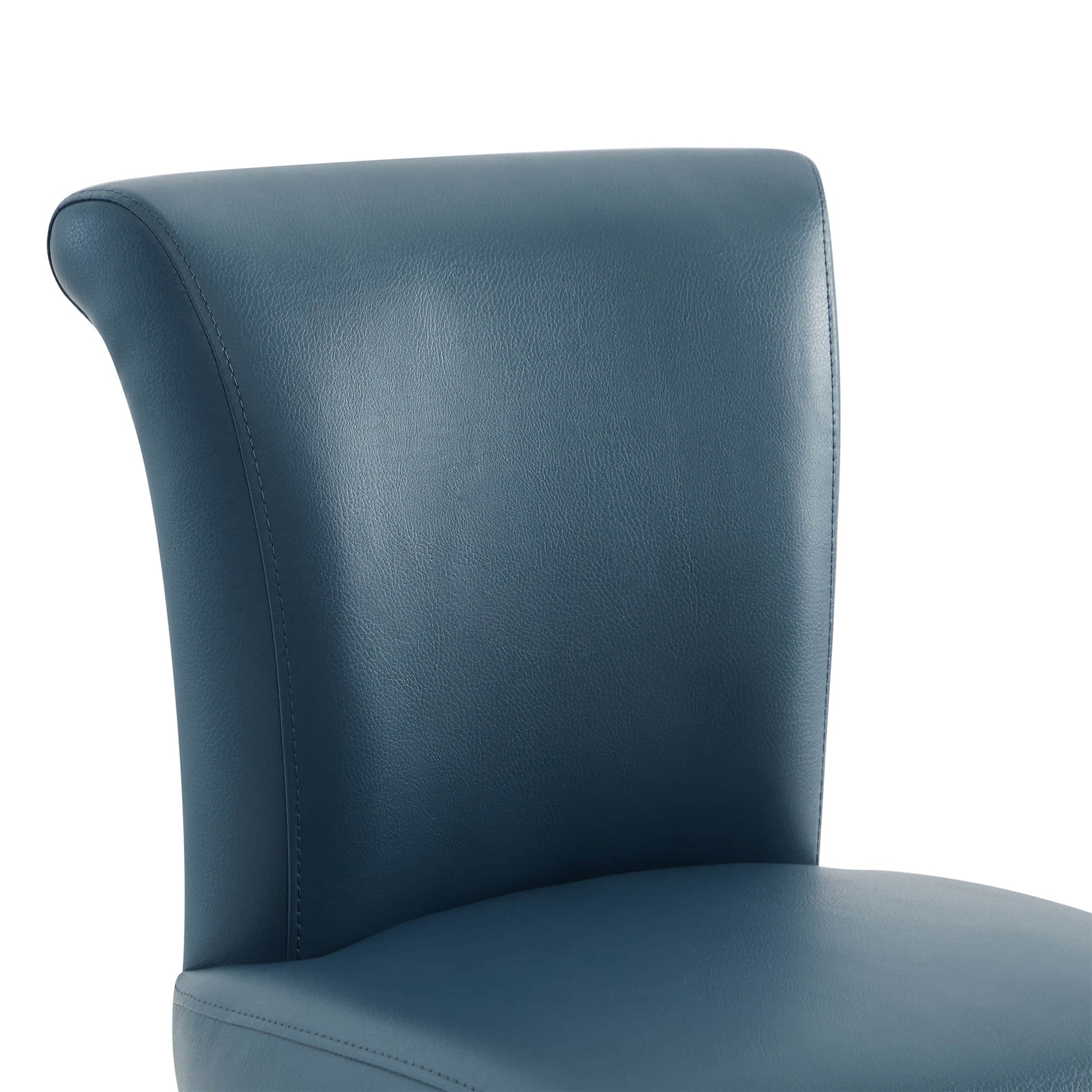 Teal upholstered modern swivel bar stool with high rolled-back backrest - CHITA Living