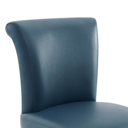 Teal upholstered modern swivel bar stool with high rolled-back backrest - CHITA Living