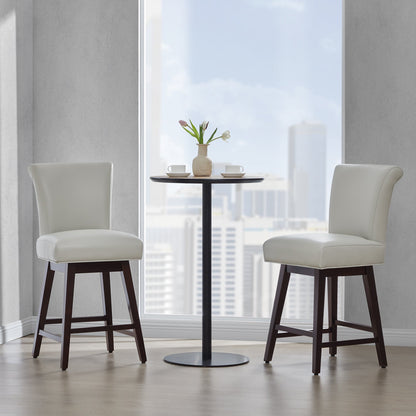Alina modern swivel bar stools with high back and white upholstery in a stylish setting - CHITA Living
