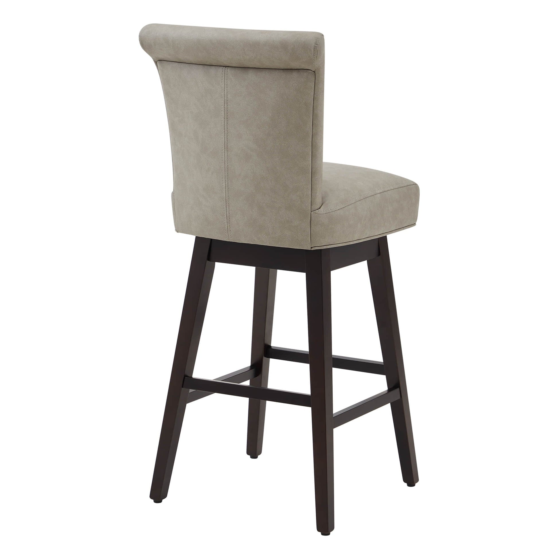 Alina modern swivel bar stool with high rolled-back backrest in light gray upholstery - CHITA Living
