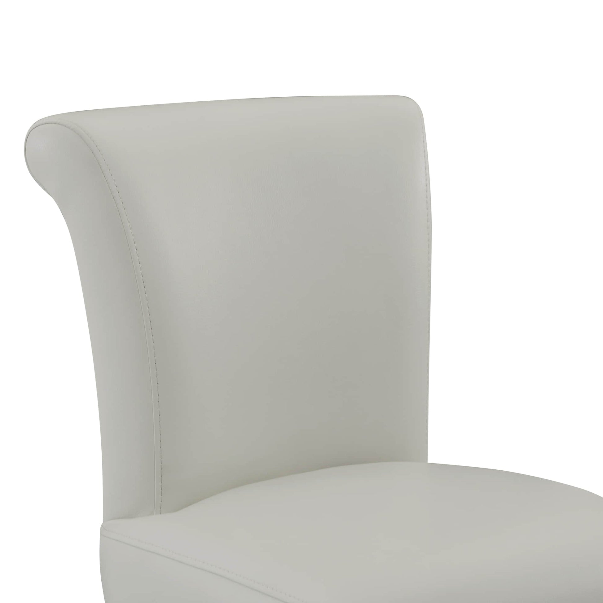 Light gray Alina swivel bar stool close-up showcasing high rolled-back backrest - CHITA Living