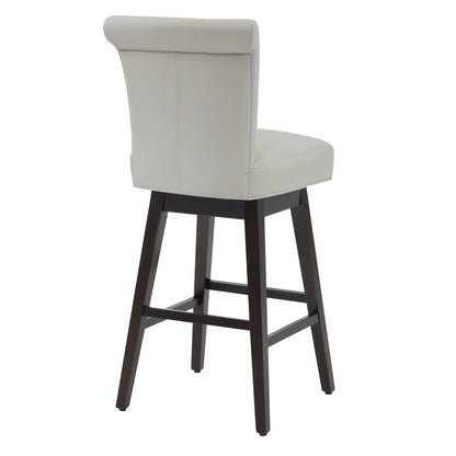 Alina modern swivel bar stool back view in light gray with high rolled-back backrest - CHITA Living