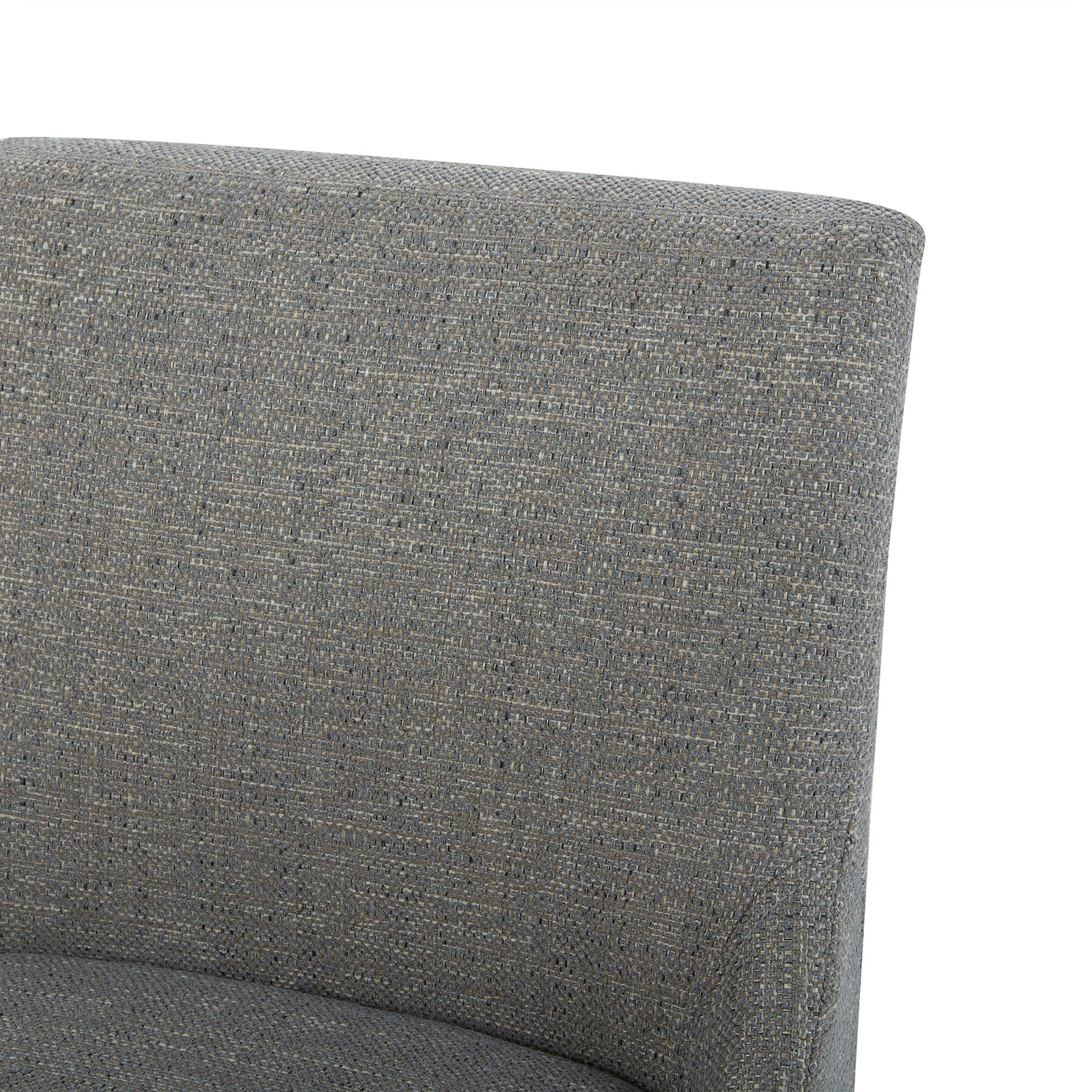 Close-up of Lissa Swivel Bar Stool backrest in soft grey fabric, highlighting its contemporary style - CHITA Living