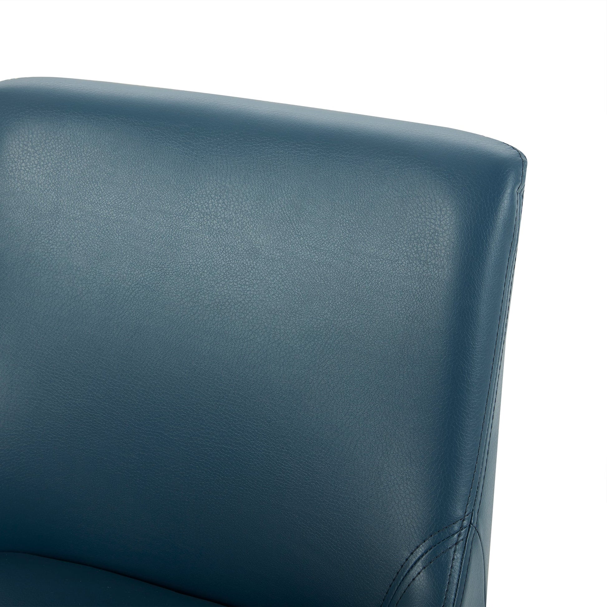 Lissa Swivel Bar Stool with blue leather seat and padded backrest for comfort - CHITA Living