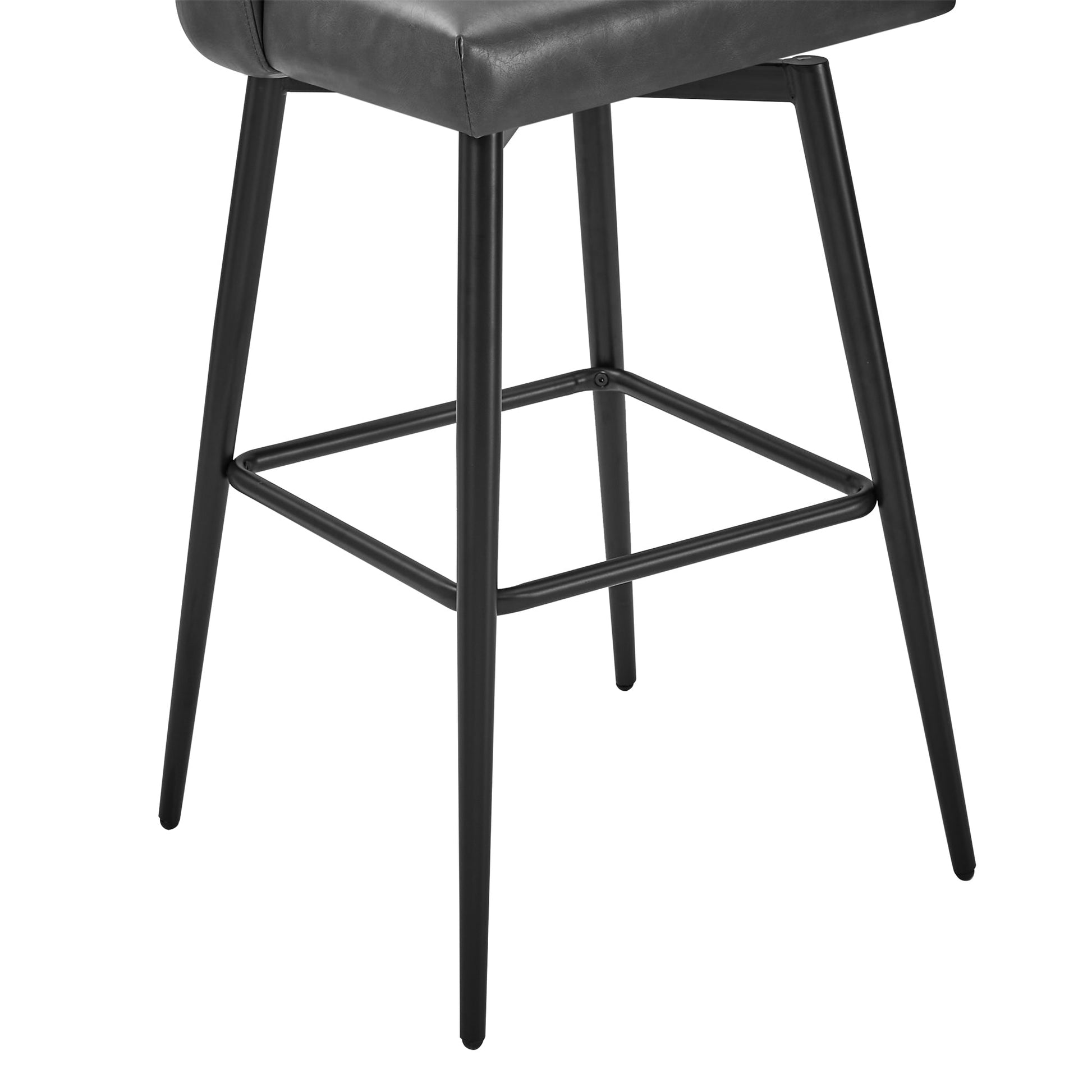 Nova Swivel Bar Stool with sleek black metal legs and dark upholstery detail - CHITA Living
