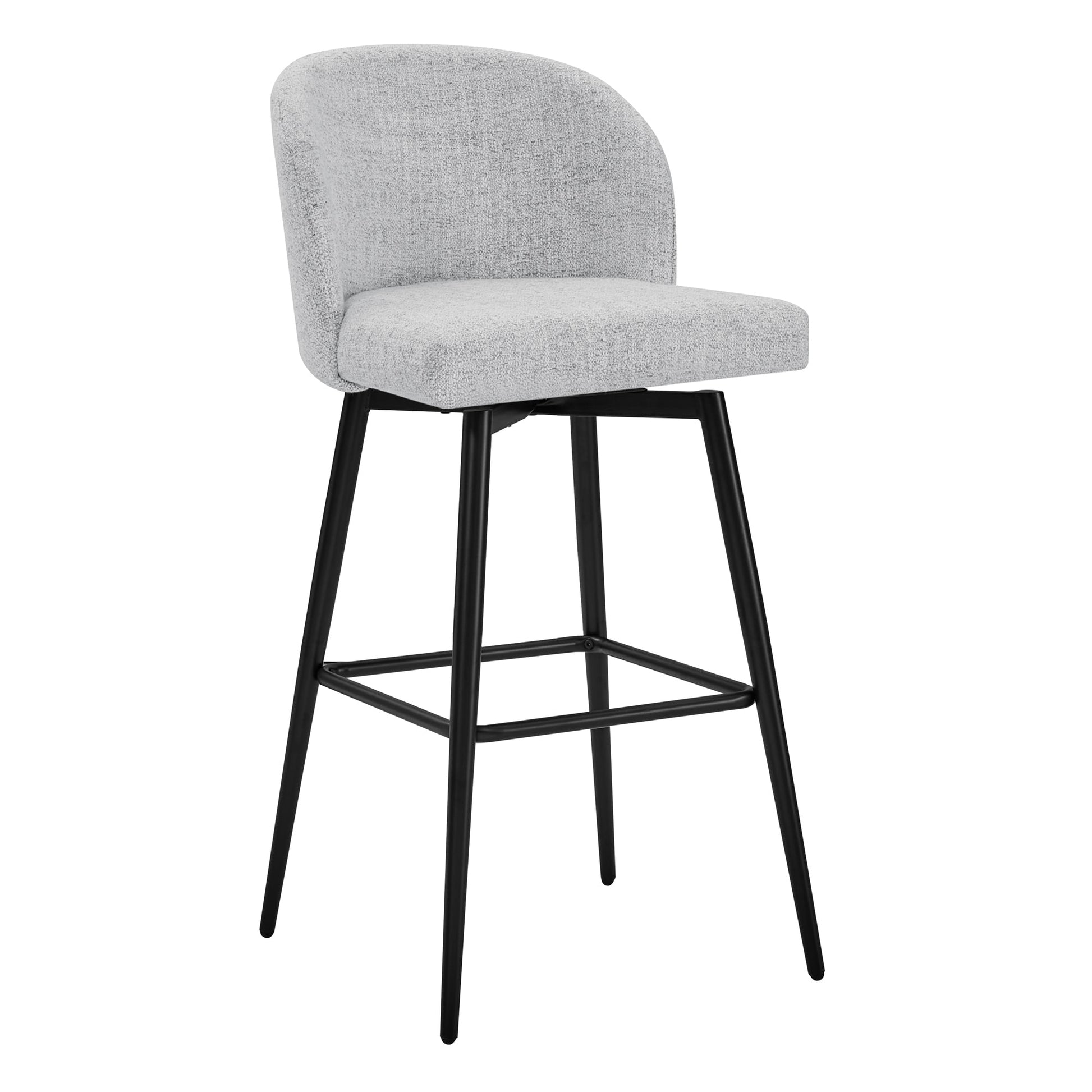 Light gray Nova Swivel Bar Stool with modern black metal legs - CHITA Living