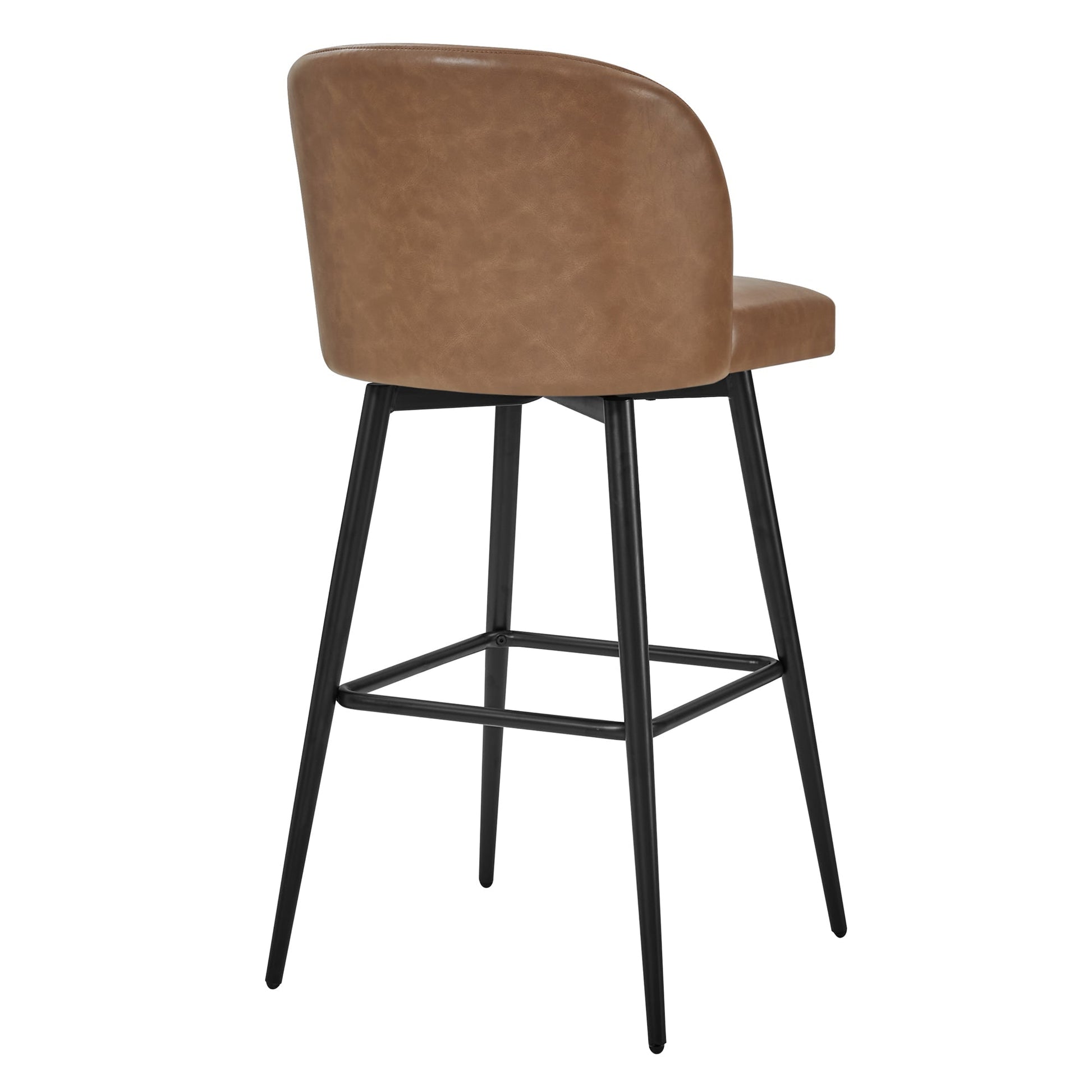 Light brown Nova Swivel Bar Stool with rounded back and black metal legs - CHITA Living
