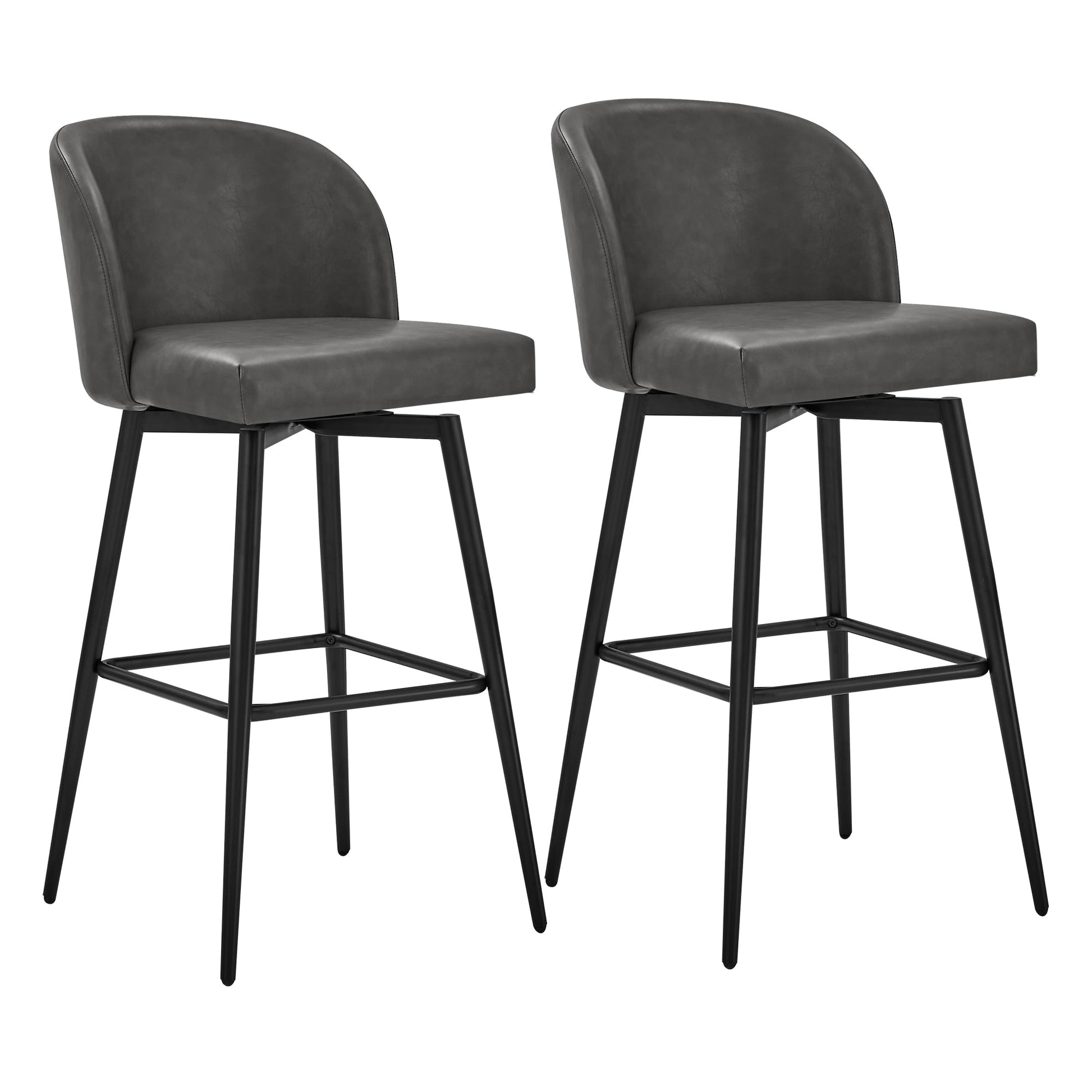 Set of two dark gray Nova Swivel Bar Stools with black metal legs - CHITA Living
