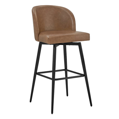 Light brown Nova Swivel Bar Stool with rounded back and black metal legs - CHITA Living