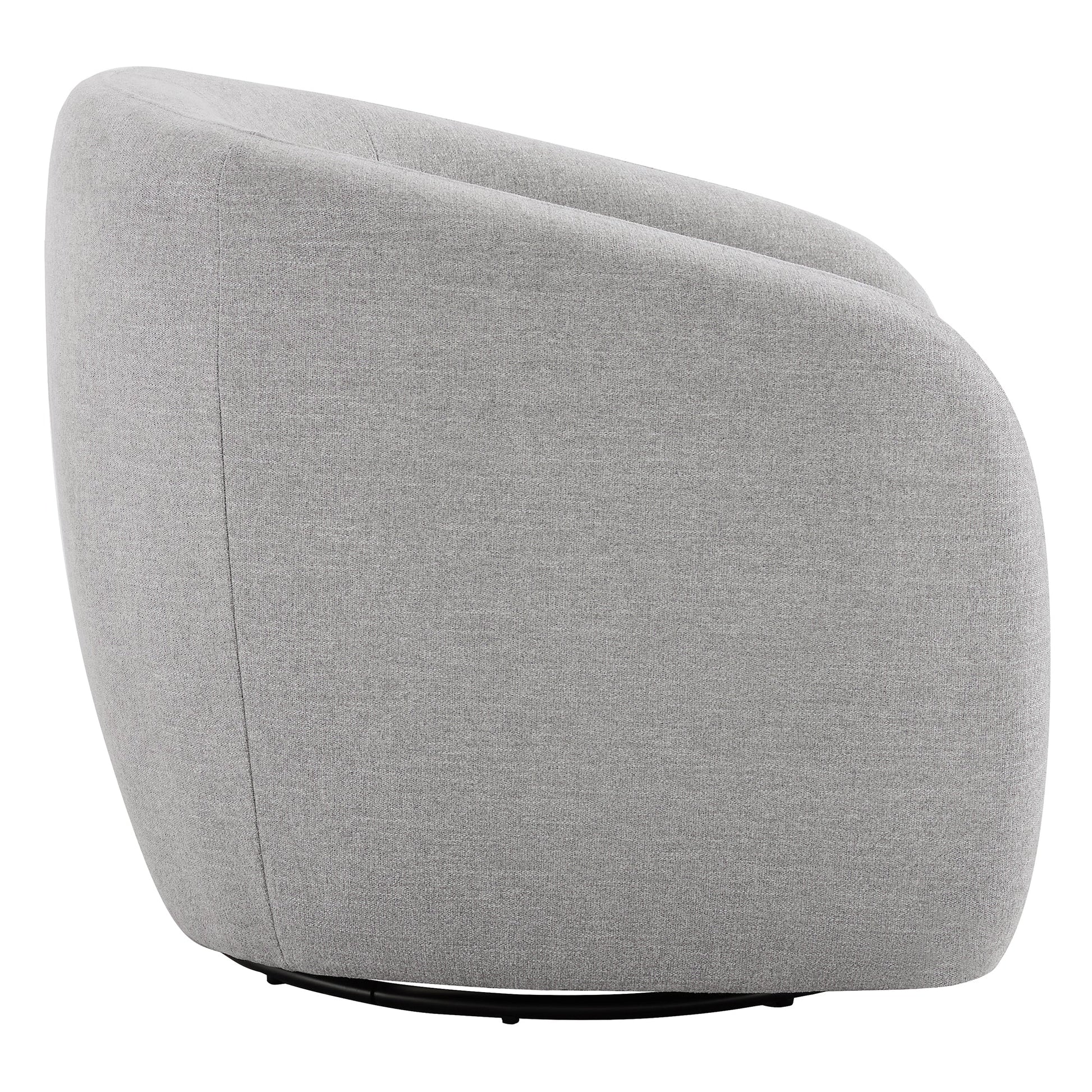 Light gray swivel accent chair with plush curved design and swivel base - CHITA Living