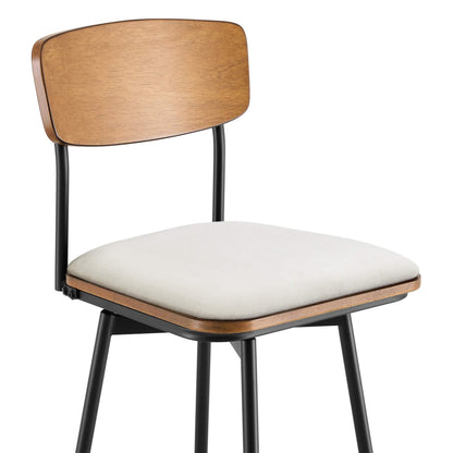 Aislinn swivel bar stool with wooden backrest and cushion in minimal kitchen design - CHITA Living