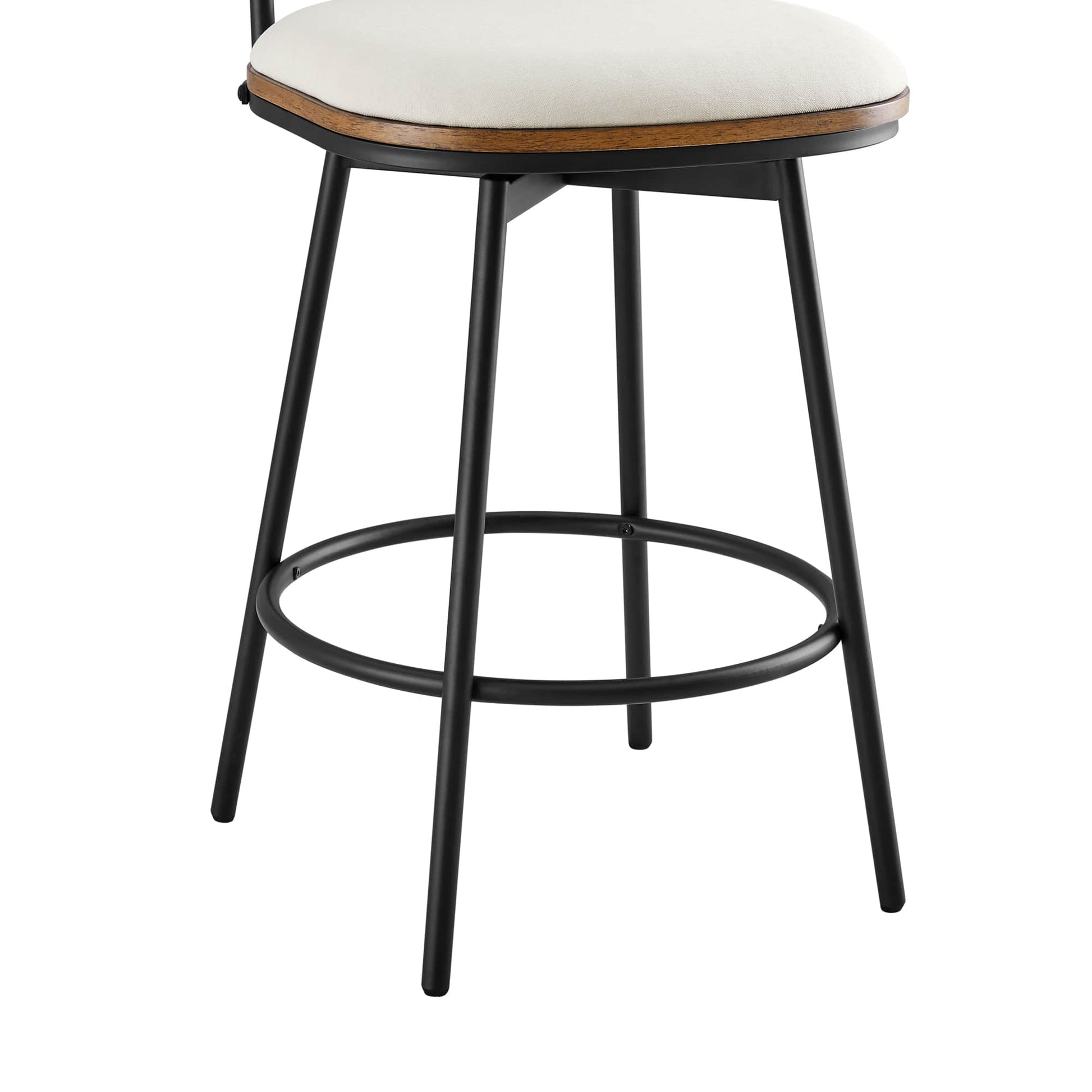 Aislinn swivel bar stool with cream seat and wood backrest, perfect for contemporary kitchens - CHITA Living