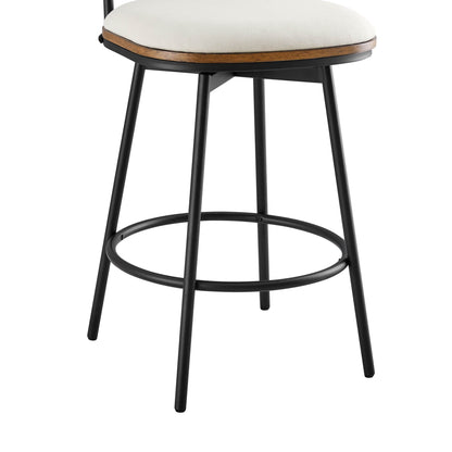 Aislinn swivel bar stool with cream seat and wood backrest, perfect for contemporary kitchens - CHITA Living